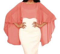 Genérico Capa De Gasa para Mujer001 Chales Y Estolas De Pashmina para Vestidos De Noche Capelets De Gasa Suaves Y Ligeros para Mujer Elegantes Chales Capa para Bodas Color Coral Talla Única