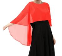 Genérico Capa De Gasa para Mujer001 Chales Y Estolas De Pashmina para Vestidos De Noche Capelets De Gasa Suaves Y Ligeros para Mujer Elegantes Chales Capa para Bodas Color Rojo Talla Única