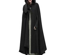 Genérico Capa de Lana con Capucha Para Mujer, Vintage, Color Sólido, Poncho, Traje De Halloween, Trench Ligero, Chaqueta A Prueba De Viento, Capa Abierta En La Parte Delantera, Cárdigan Medieval, Le