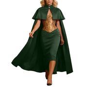 Generico Capa de mujer de estilo real, de doble capa, elegante, con cuello alto de un solo botón, para noche o boda y disfraz de tela fluida y corte holgado, accesorio para vestido