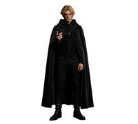 Generico Capa de vampiro negro de terciopelo para hombre elegante disfraz gótico ropa elegante y transpirable medieval para Halloween y fiestas, carnaval, adultos, fiestas, negro clásico