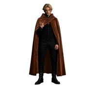 Generico Capa de vampiro negro de terciopelo para hombre elegante disfraz gótico ropa elegante y transpirable medieval para Halloween y fiestas, carnaval, adultos, fiestas, negro clásico