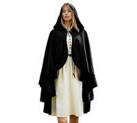 Generico Capa medieval con capucha capucha gótica y victoriana de bruja vestido elegante cómodo y vintage disfraz de vampiro Hobbit y vikingo perfecto para Halloween