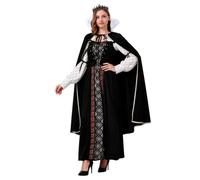 Generico Capa medieval negra con capucha para hombre y mujer campana de satén para adultos disfraz elegante y cómodo perfecto para Halloween, Navidad y carnaval