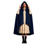 Generico Capa medieval y renacentista con capucha para mujer campana larga elegante y cómoda disfraz de vampiro, bruja o vikingo, perfecto para Halloween y Cosplay