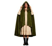 Generico Capa medieval y renacentista con capucha para mujer campana larga elegante y cómoda disfraz de vampiro, bruja o vikingo, perfecto para Halloween y Cosplay