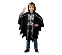 Genérico Capa Poncho para niño con Estampado de Calaveras para Halloween, Disfraz con Capucha Ideal para Fiestas temáticas, Noche de Brujas, Juegos de rol, desfiles y Actividades Festivas Infantiles