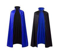 Genérico Cape Mi, longitud unisex, cuello alto, bicolor, Halloween, cosplay, fiesta, traje de cabo, hombre y mujer, azul, Talla única
