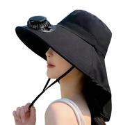 Genérico Cappello con Ventola - Tesa Larga E Coprinuca Copertura,Cappello UV Da Esterno con Ventole,per Donne Campeggio Alpinismo Pesca Golf Ciclismo Spiaggia Sport
