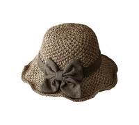 Genérico Cappello di Paglia Donna - Fatto a Mano Intrecciato 56-58cm Tesa Larga Pieghevole | Cappello Estivo Traspirante con e Bordo Arricciato Protezione Sole UV Spiaggia Viaggio Giardino Casual