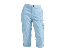 Genérico Capri Cargo Pants for Women Linen, Wide Leg Elastic Wasit Loose Stretch Capris, with Pockets Tummy Control High Waisted, Casual Summer Cropped Pants for Travel Hiking (Sky Blue,L)