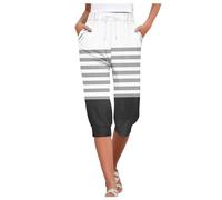 Genérico Capris para Mujer Pantalones Estampados Joggers con cordón de Cintura Alta en la Parte Inferior (White, S)