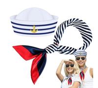 Genérico Captain Hat - Navy Marine Sailor Costume | Sailor Ship Cap with Scarf, Exquisite Marines Style Caps, Fun for Theatrical Performances & Pretend Play