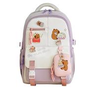 Generico Capybara Backpack - 35 cm Cute Kids Bag, Large Capacity Schoolbag, Durable Zipper Compartment | Travel Weekend Trip for College School Beach Picnic Outing Boys Girls, violeta,
