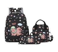 Genérico Capybara Backpack, Bookbag Set, 3 Piece Backpack with Lunch Bag and Pencil Case, Adorable Animal Schoolbag for School, Girls, Students, Outdoor, Travel, Daily Use, Pink Brown Black