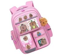 Genérico Capybara Backpack, Cartoon Animal School Bag Waterproof, Adorable Cute Animals Book Bags, Large Capacity Bookbag for Kids Students Travel School Supplies, Multicolor, rosa, Se référer au