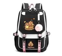 Genérico Capybara Backpack Cute Kawaii Backpack Kapibara Laptop Travel Backpacks Funny Going Out Cartoon Bag (White C)