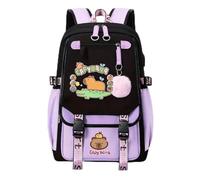 Genérico Capybara Backpack Cute Kawaii Backpack Kapibara Laptop Travel Backpacks Funny Going Out Cartoon Bag (Purple E)