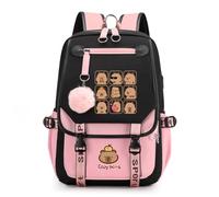 Genérico Capybara Backpack Cute Kawaii Backpack Kapibara Laptop Travel Backpacks Funny Going Out Cartoon Bag (Pink D)