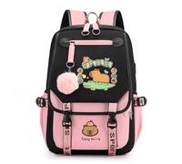 Genérico Capybara Backpack Cute Kawaii Backpack Kapibara Laptop Travel Backpacks Funny Going Out Cartoon Bag (Pink E)