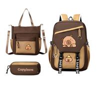 Genérico Capybara Backpack Set, Cartoon Bookbag Combo, Waterproof School Bag with Pencil Case, 11.81 Inches, Features Large Capacity and Fun Design, for Kids Girls Boys Students Daily