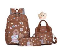 Genérico Capybara Backpack with Lunch Box and Pencil Case 3pcs, Kawaii Cartoon Backpack, Laptop Travel Bag (Brown)