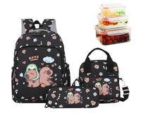 Genérico Capybara Bag, Travel Bookbag Set, Travel Backpack, Insulated Lunch Tote, Matching Pencil Case Organizer, Lightweight School Pack for Outdoor, Picnic, Kindergarten, Elementary, Vacation, Negro
