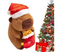 Genérico Capybara de felpa - Almohada de Navidad 20x15cm, juguete de peluche, sombrero con muñeco de pan de jengibre | Dulce para dormitorio, sofá, salón, coche, sala de estudio, voy