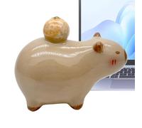 Genérico Capybara Figures - Mini Ceramic Animal Figurines for Desk, Cabinet, and Bookshelf Display, Cute Collectible Statue Toys for Indoor Entryway or Living Room Decor, Handcrafted Glossy. 3.54in