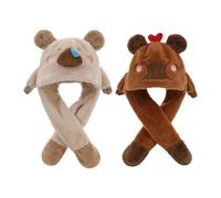 Genérico Capybara Moving Ear Hat - Plush Cartoon Headpiece | 2 Pack Winter Hat for Cosplay, Costume Parties, Theater, Carnival Music Festivals Content Creators Fun Gift for Adults & Kids