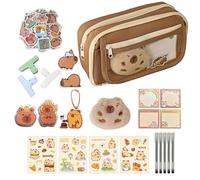 Genérico Capybara Pencil Case - Canvas Pencil Storage Pouch | Large Capacity Pen Case Bag | Capybara Large Capacity Pen Cases Stationery Bag, Includes Pens, Sticky Notes, Stickers, Clips, and More