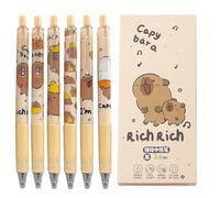 Genérico Capybara Pens, Cartoon Retractable Pens, Cute Design Comfortable Grip Pocket Clip Refillable Option Long-Lasting Lightweight Build, Animal Pen for Girls, Boy 5.71 Inches