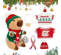 Genérico Capybara Plush Toy, Cartoon Animal Doll, Dress Up Accessories Set, Includes 9 Outfits Soft Interactive Design Ideal for Christmas Decor Kids Learning Play, 1 Set