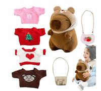 Genérico Capybara Plush Toy, Cartoon Animal Doll, Dress Up Stuffed Animal, Soft Huggable Fabric Removable Cute Costume for Kids, Girls, Birthday, Room Decor, Playtime Fun, 1 Set
