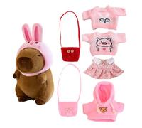 Genérico Capybara Plush Toy, Cute Animal, 9.84in Dress Up Stuffed Pillow, Includes Bunny Hat Outfits, 2 Mini Bags for Kids, Adults, Bedroom, Living Room Decor, Collectible Gift