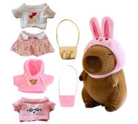 Genérico Capybara Plush with Clothes - 9 Inch Hugging Stuffed Animal for Girls | Cute Cartoon Capybara Doll Soft Fabric Plushied Dress Up Toy for Bedroom Play Collection Gift Children
