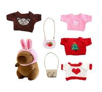Genérico Capybara Plush with Clothes, Dress-Up Stuffed Animal Doll with Sweaters Bags Hat, Cute Plush Toy for Kids, Interactive Educational Play Set Creative Holiday & Birthday Fun