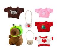 Genérico Capybara Plush with Clothes, Dress-Up Stuffed Animal Doll with Sweaters Bags Hat, Cute Plush Toy for Kids, Interactive Educational Play Set Creative Holiday & Birthday Fun