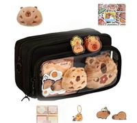 Genérico Capybara Stationary Set For Kids,Capybara School Supplies Set, Capybara Pencil Case, Wide Opening Mouth Pencil Pouch Cute Pen Case Capybara Stationery Set for School (Black)