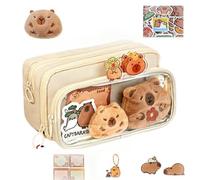 Genérico Capybara Stationary Set For Kids,Capybara School Supplies Set, Capybara Pencil Case, Wide Opening Mouth Pencil Pouch Cute Pen Case Capybara Stationery Set for School (Beige)
