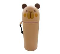 Genérico Capybara Stationery Pouch - Silicone Pen Holder Organizer, Cartoon, Soft Flexible Build, Secure Zipper Closure, Compact Portable Storage | Functional Desk Accessory, Students Artists