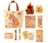 Genérico Capybara Stationery Set - 8 Pieces Pencils with Canvas Bag, Stationery Kit for Kids, Classroom, Home, Study, Easter, Christmas, Birthday, Party, School Supplies, Creative Fun