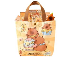 Generico Capybara Stationery Set - Cute Stationery Set | 8 Pieces Pencils with Canvas Bag | Pencil Sharpener with Plush Toy | Capybara Pens for Kids Student Classroom Study Easter Christmas Party
