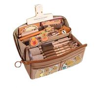 Genérico Capybara Stationery Set, Large Capacity Pencil Case, Cute Pen Organizer Bag with Pens, Stickers, Clips, and More, Wide Opening Pencil Pouch for Kids, PVC, Canvas, 210x55x145mm