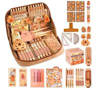 Genérico Capybara Stationery Set with Pencils, rulers, Rubbers, and pens, Cute Capybara Pencils Case Organizer for Students