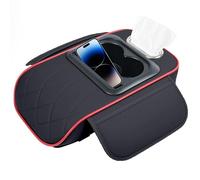 Genérico Car Armrest, 5-in-1 PU Leather Console Cover, Armrest Cushion with Cup Holder, Phone Slot, Heightening Tissue Box, Car Accessories For Sedans, Comfortable Support