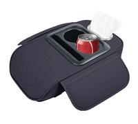 Genérico Car Armrest Cover Pad, PU Leather Cushion with Cup Holder, Console Protector with Phone Slot, 14.57x9.45x2.76 Inches Heightening Design, Built-In Tissue Box, Accessory for Sedans