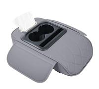Genérico Car Armrest Cushion, 5-In-1 PU Leather Console Cover, Ergonomic Heightening Pad, Built-In Cup Holder and Phone Slot, Multifunctional Tissue Box Storage, Premium Accessory for Vehicles