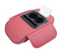 Genérico Car Armrest Cushion, 5-In-1 PU Leather Console Cover, Ergonomic Heightening Pad, Built-In Cup Holder and Phone Slot, Multifunctional Tissue Box Storage, Premium Accessory for Vehicles