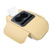 Genérico Car Armrest Cushion, 5-In-1 PU Leather Console Cover, Ergonomic Heightening Pad, Built-In Cup Holder and Phone Slot, Multifunctional Tissue Box Storage, Premium Accessory for Vehicles